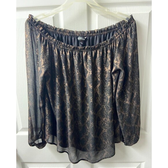 Rock & Republic Top Womens Large Burner Fabric Off the Shoulder Lined Semi Sheer - Picture 1 of 8